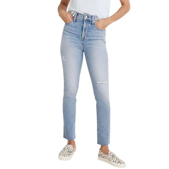 Madewell Denim - Madewell Petite Perfect Vintage Jeans Light Coffee Wash Worn In Edition Rip 26P